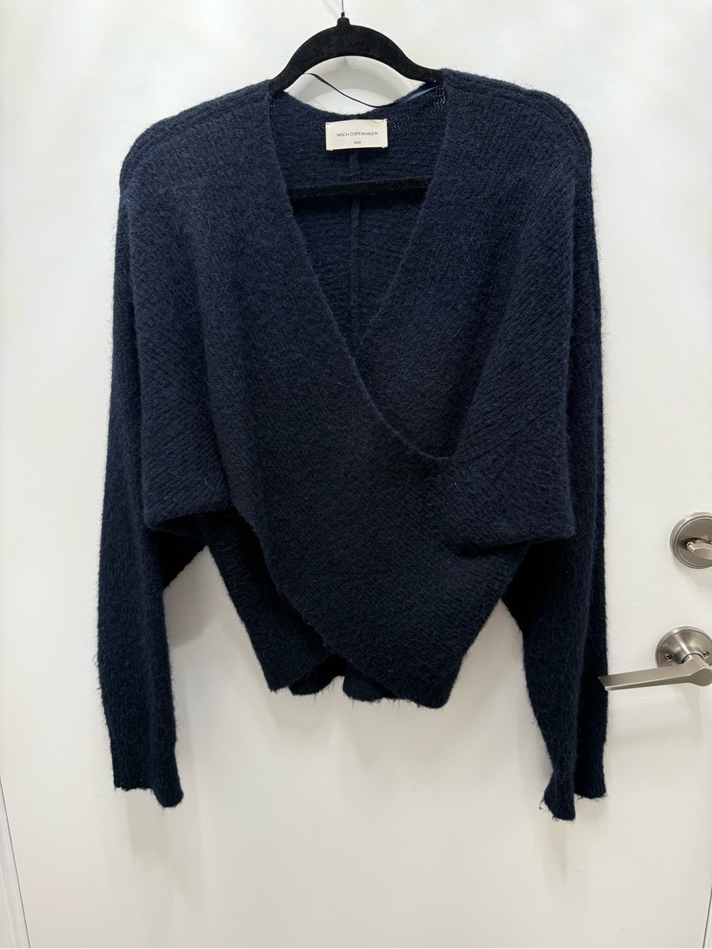 MSCH Copenhagen Women's V-Neck Navy Sweater